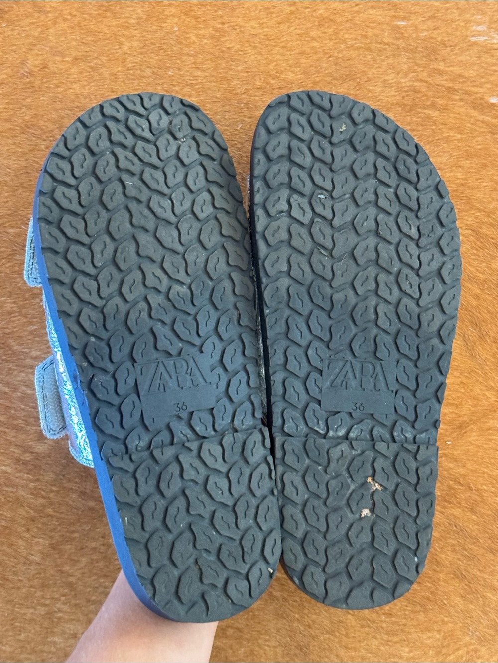 Zara Metallic Silver Double-Strap Women’s Sandals - Picture 3 of 3